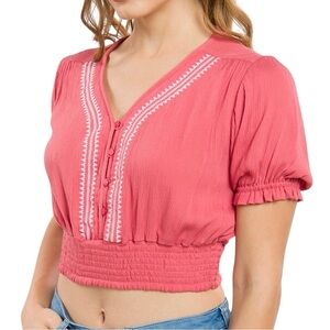 R&B Crop Pink Blouse SZ 6 Boho